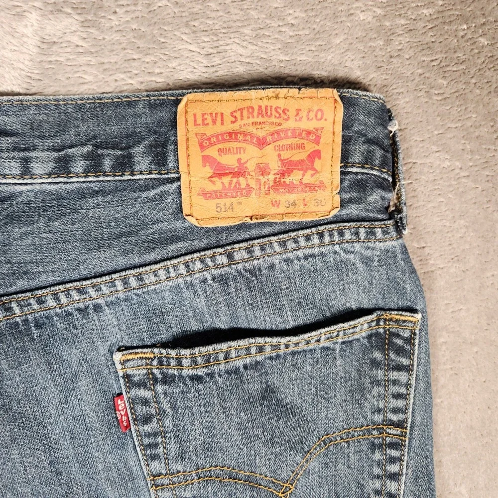 Levis 514 Jeans Men's 34X30 Blue Regular Fit Medium‎ Wash Denim 00505-4010
